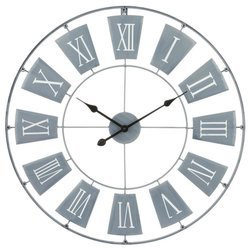 Ceas de perete,  Metal, Diametru 76 cm, Gri