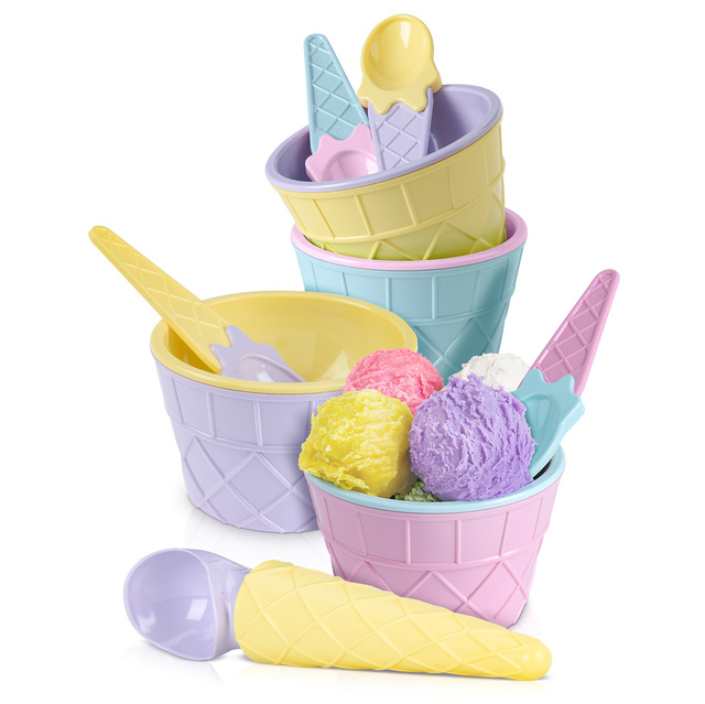 Set de servire pentru inghetata pentru 4 persoane