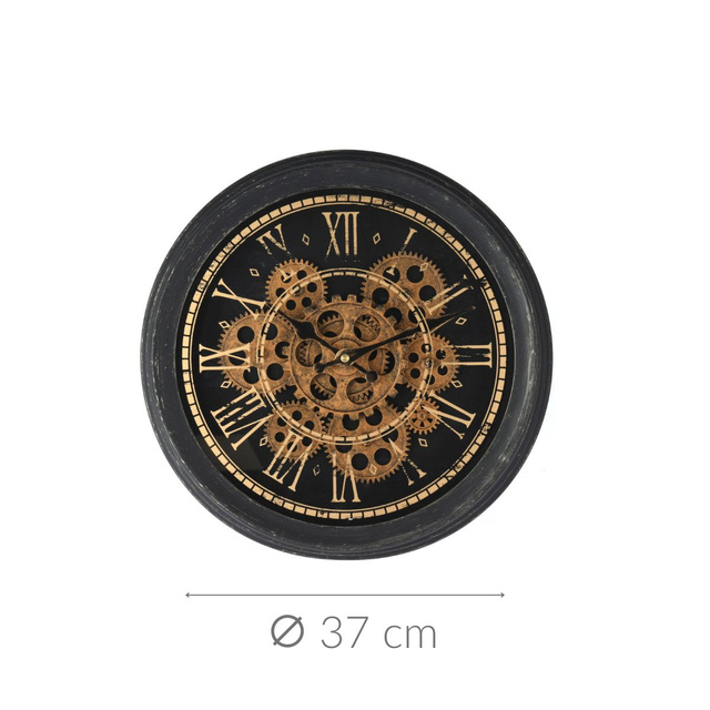 Ceas de perete, mansardă, cu mecanism vizibil