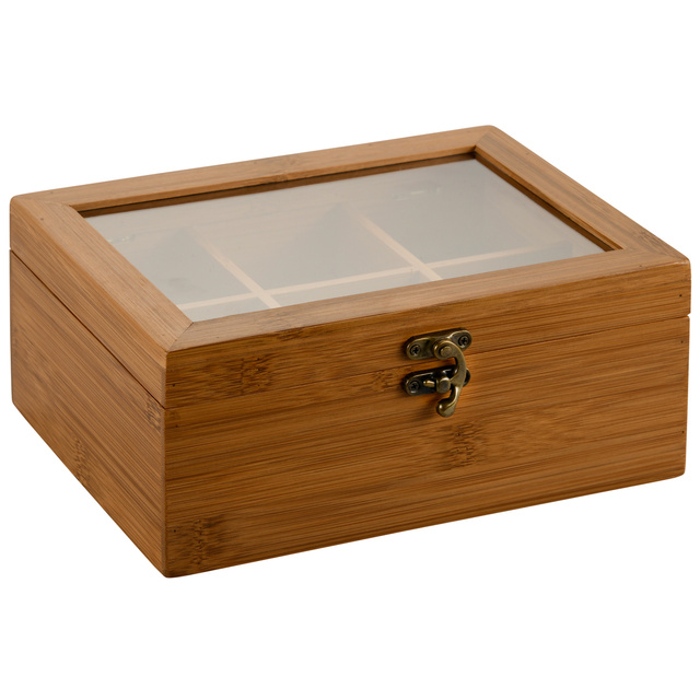 Cutie din bambus cu compartimente, 21,7 x 16 x 9 cm