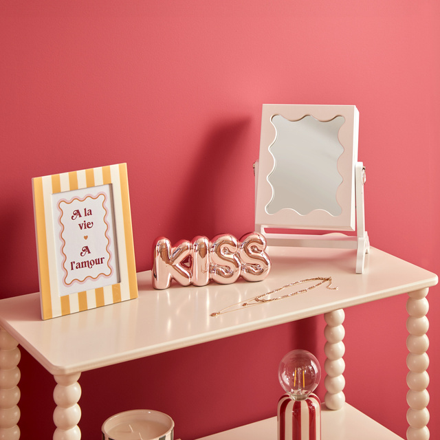 Oglindă cosmetică cu compartiment pentru bijuterii CHERI, 29 x 22 x 15 cm, albă