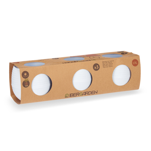 Ghivece de flori cu auto-udare, plastic, 3 buc, Ø 14 cm