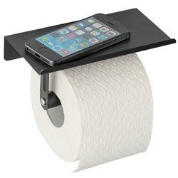 Suport pentru role de toaletă Allstar cu raft mobil negru