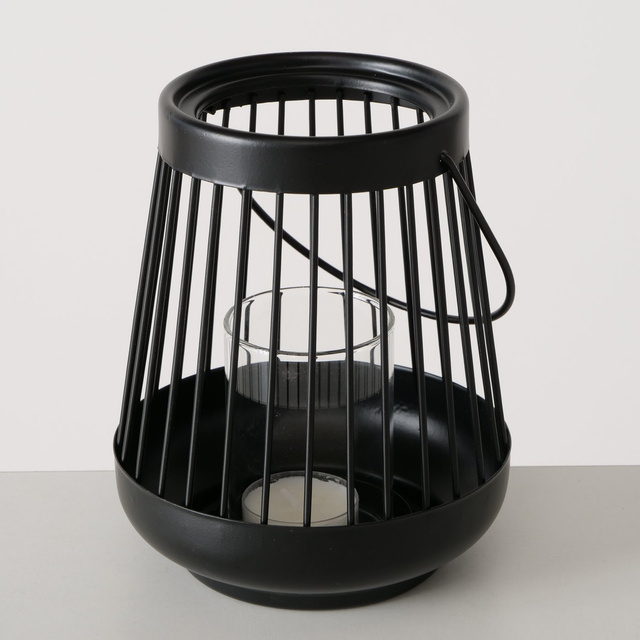 Felinar negru Hello, metal, 16 cm