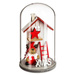 Glob de sticlă cu o casă de Crăciun din lemn, 12 cm