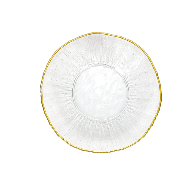 Farfurie de desert din sticlă cu margine aurie DATURA, 21 cm