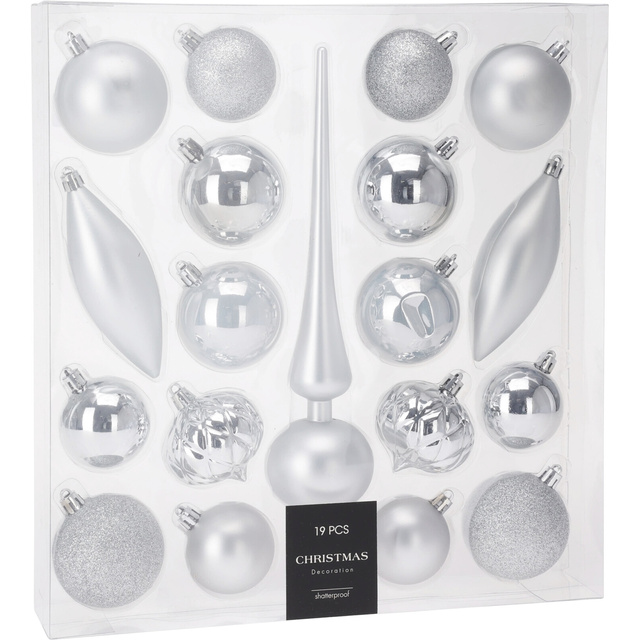 Set de globuri de diferite forme cu vârf pentru brad, 19 buc.