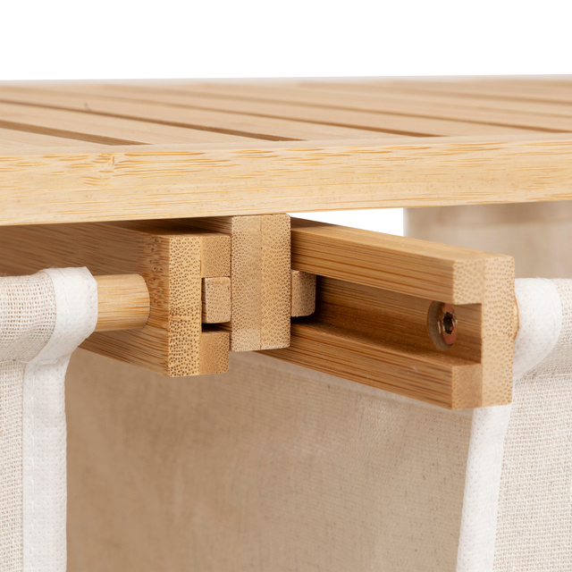 Raft din bambus cu coș pentru rufe TIDY BOX, 72 x 33 x 109 cm