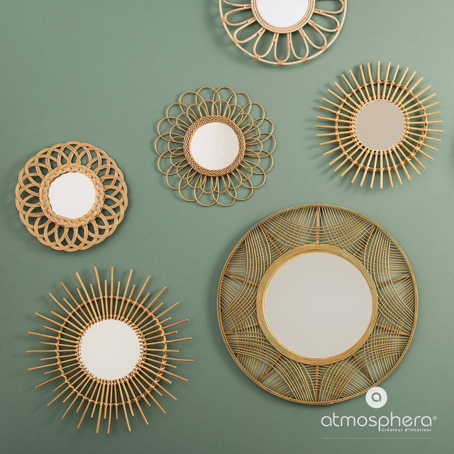 Oglinda decorativa MULTI FLOWER, rachita, Ø 50 cm