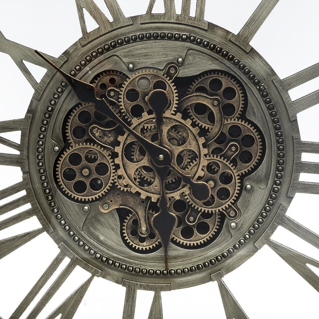 Ceas de perete rotund din metal, Ø 80 cm, mecanism vizibil