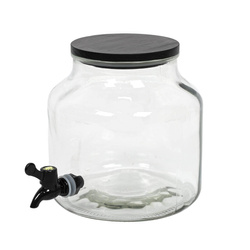 Borcan cu robinet din sticlă, cu capac din lemn de pin, 5,2 l