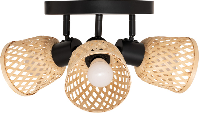 Lămpi de tavan LIO 3 abajururi din bambus împletit, 3 x Ø 25 cm