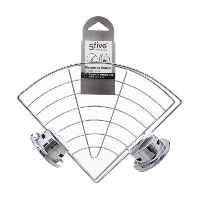 Raft pentru baie, suspendat cu ventuze, otel cromat, coltar