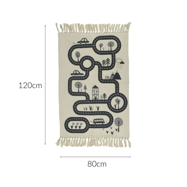 Covor rutier cu franjuri, 80 x 120 cm