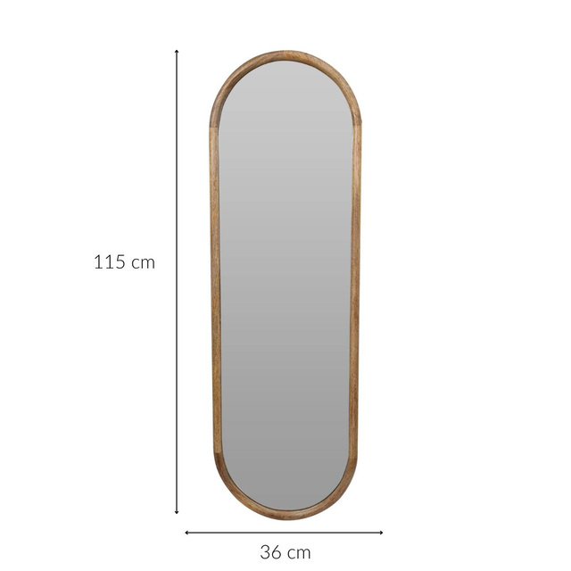 Oglindă mare de perete cu ramă din lemn, 36 x 2,5 x 115 cm