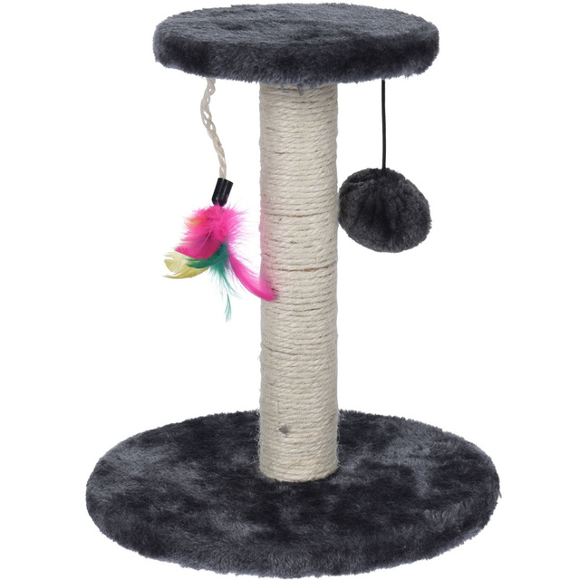 Jucărie pisică cu pompon și pene, Ø 16 x 30 cm