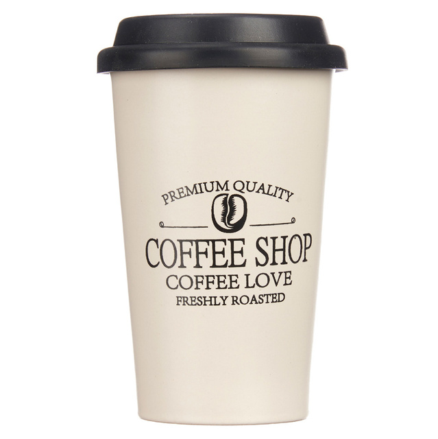 Cana de cafea pentru masina COFFEE SHOP, capac din silicon, 440 ml