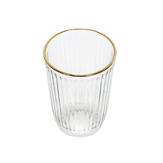 Pahar striat cu margine aurie, 395 ml