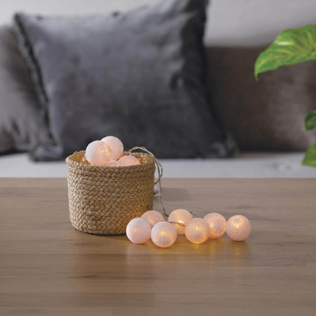 Ghirlandă cu bile de bumbac LED, 16 lumini, 240 cm