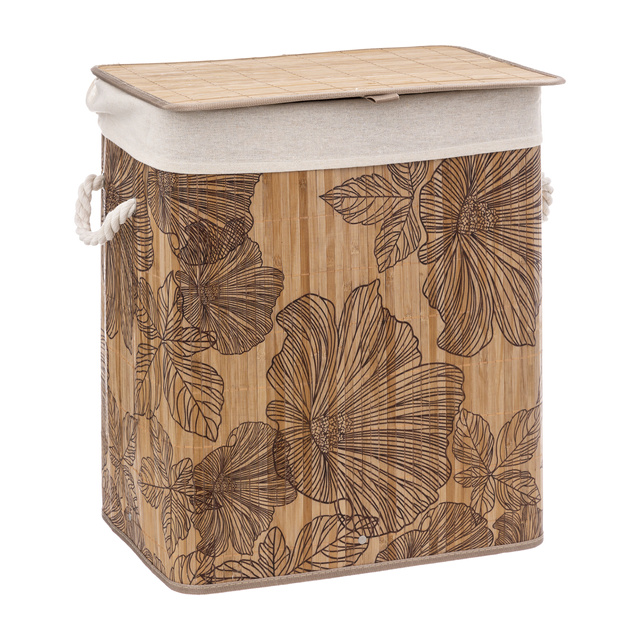 Cos de rufe BAMBOO cu motiv floral, 60 l