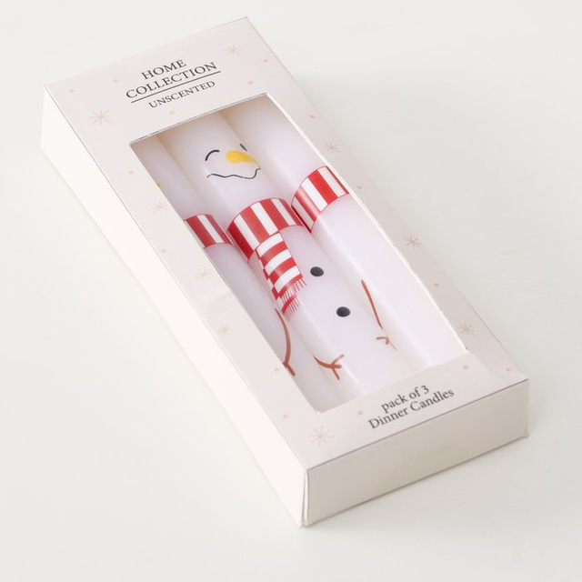 Lumânări de masă cu motiv festiv, 3 buc., 16 cm