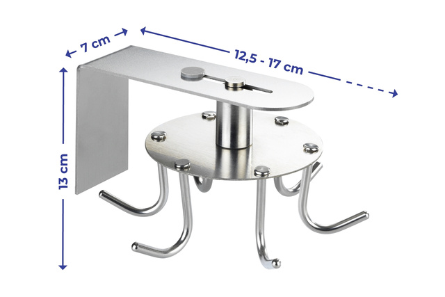 Cuier de bucatarie din inox, pivovant, 6 carlige