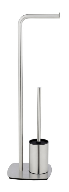 Perie toaleta cu suport hartie igienica, inox mat, IRIA, WENKO