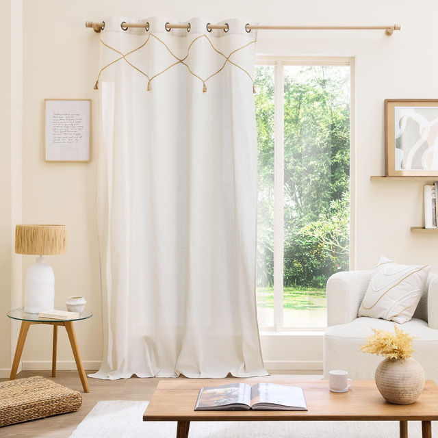 Perdeau de fereastră cu decor din iută, 140 x 240 cm, LACIA