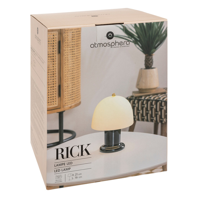 Lampă de masă Rick negru LED sticlă înălțime 21 cm