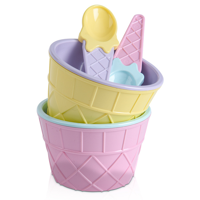 Set de servire pentru inghetata pentru 4 persoane