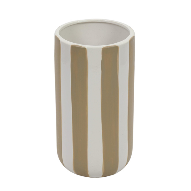 Vaza din ceramica cu dungi verticale groase, Ø 12 x 20 cm