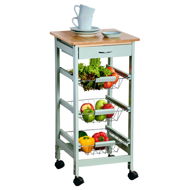 Bar de bucatarie mobil cu sertar si cosuri, 36 x 77 cm