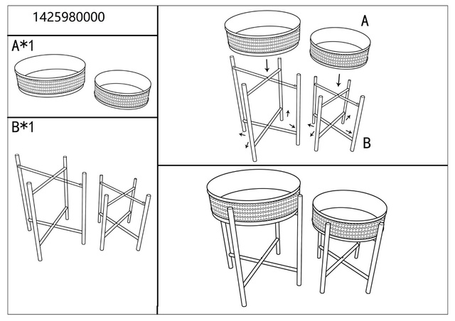 Set de măsuțe de cafea din metal FUJI, model vienez din împletitură