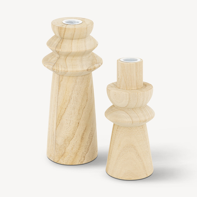 Set suport lumanari UMA lemn, 2 buc.