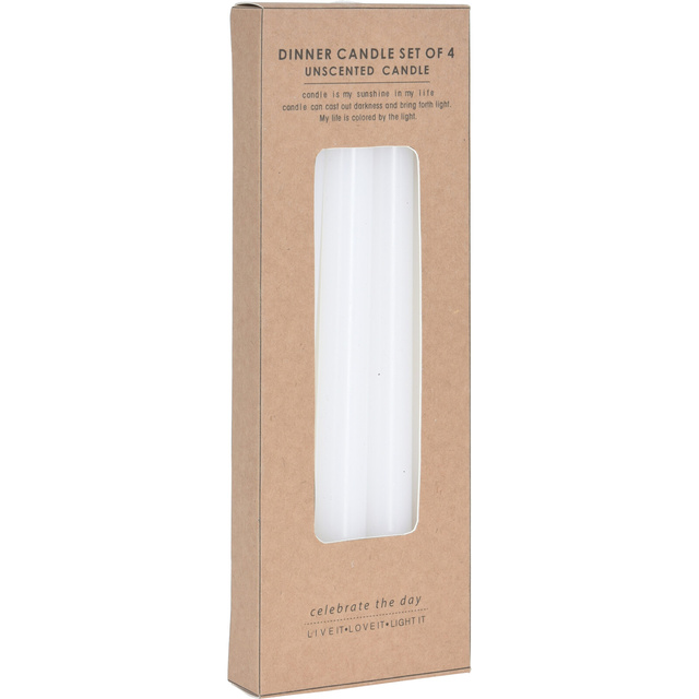 Lumanari conice, 4 bucati, albe