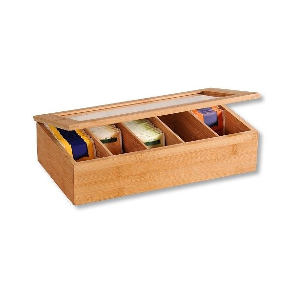 Cutie pentru ceai 5 compartimente , 36x20x9 cm, Maro, Kesper