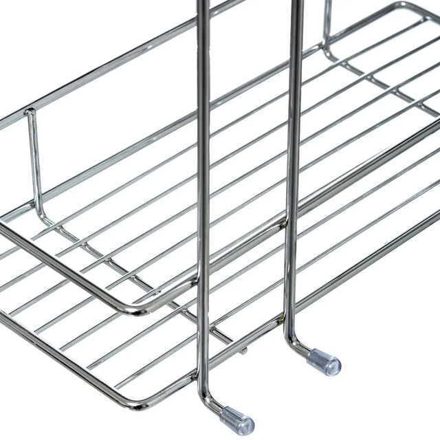 Raft de baie, suspendat cu ventuze, 2 niveluri, otel cromat, coltar