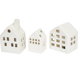 Căsuțe LED ceramice SCANDI, 3 decorațiuni luminoase