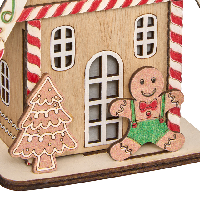 Lampion festiv LED, căsuță din turtă dulce, 15 cm, model 1