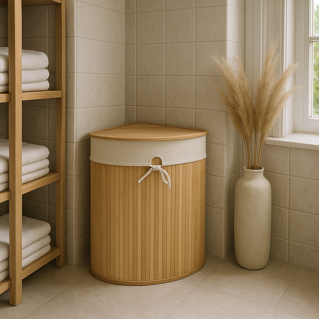 Coș de rufe colțar ARCO, bambus, 60 l, natural