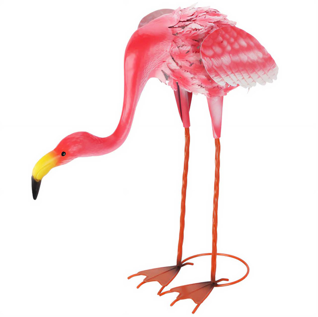 Figurină de grădină flamingo din metal, 65 cm