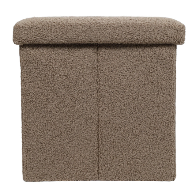 Taburet bouclé cu spațiu de depozitare BINI, 38 x 38 x 38 cm