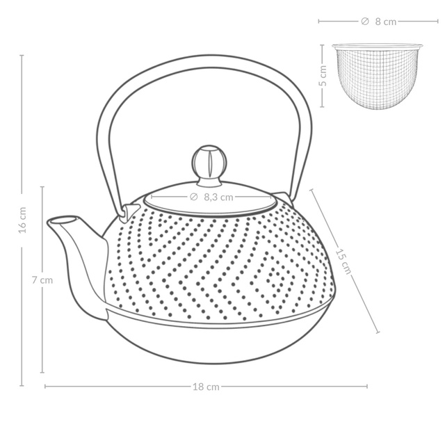 Ceainic din fontă cu infuzor KAMIN, 900 ml, verde deschis