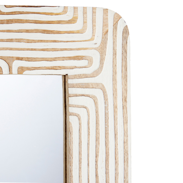 Oglindă de perete în ramă de lemn de mango LINES&CURVES, 60 x 90 cm