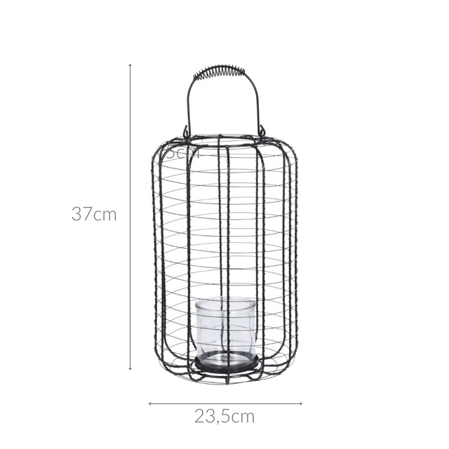 Felinar metalic cu suport pentru lumânări, Ø 23,5 cm, negru