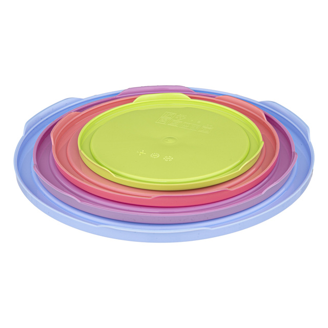 Set 4 boluri din sticla, capace colorate