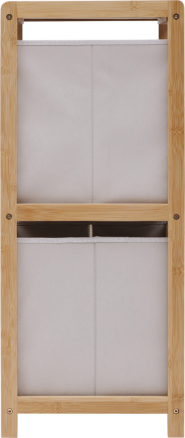 Raft din bambus TIDY cu două coșuri din material, 34,7 x 33 x 77,5 cm