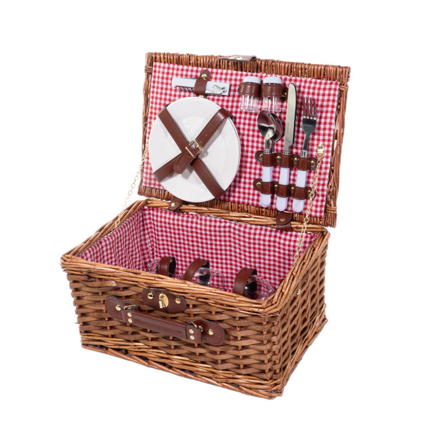 Cos de picnic din rachita Darcel, cu spatii pentru tacamuri