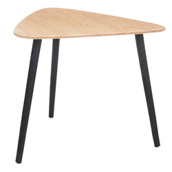 Masuta de cafea triunghiulara cu blat din lemn, 64 x 60 x 48 cm