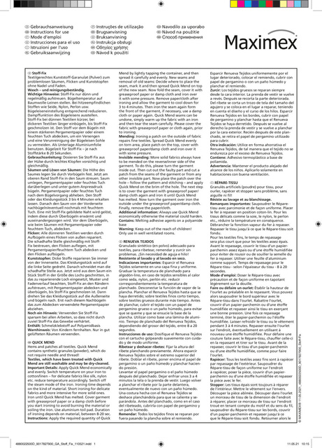 Adeziune pulbere pentru material, pentru repararea rapidă a îmbrăcămintei FABRIC-FIX, Maximex